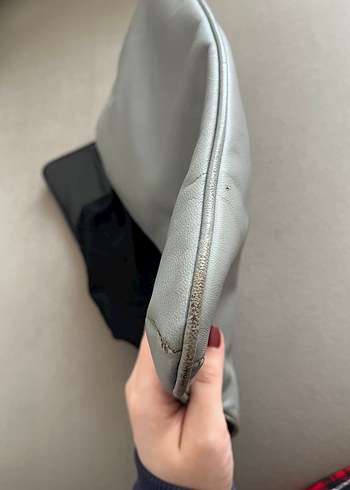 Gri Deri Kemerli Kadın Portföy Çanta - Görsel 6