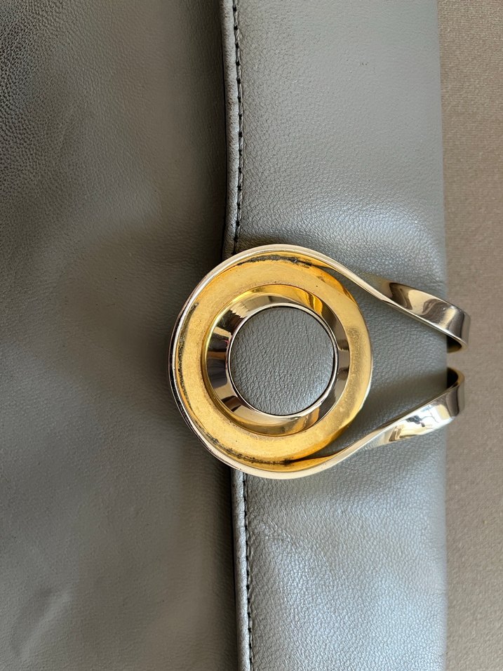 Gri Deri Kemerli Kadın Portföy Çanta - Görsel 3