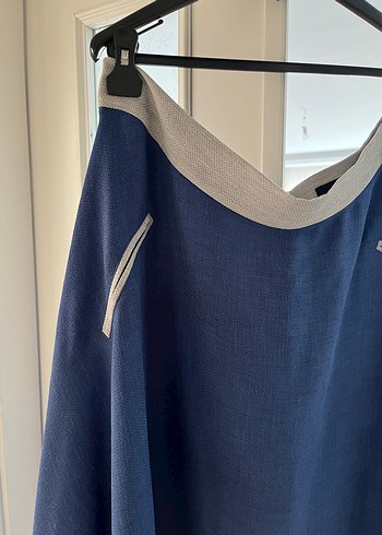 Gri Detaylı Mavi Uzun Salaş Etek - Görsel 3