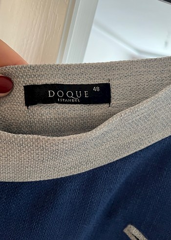 Gri Detaylı Mavi Uzun Salaş Etek - Görsel 5