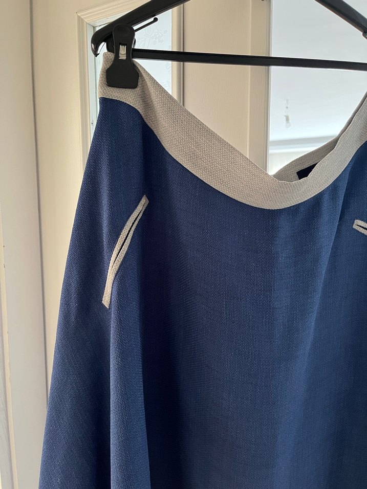 Gri Detaylı Mavi Uzun Salaş Etek - Görsel 3