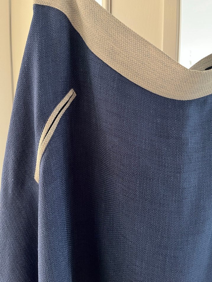 Gri Detaylı Mavi Uzun Salaş Etek - Görsel 4