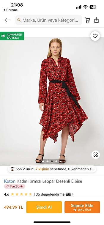 Kırmızı leoparlı asimetrik elbise - Görsel 5