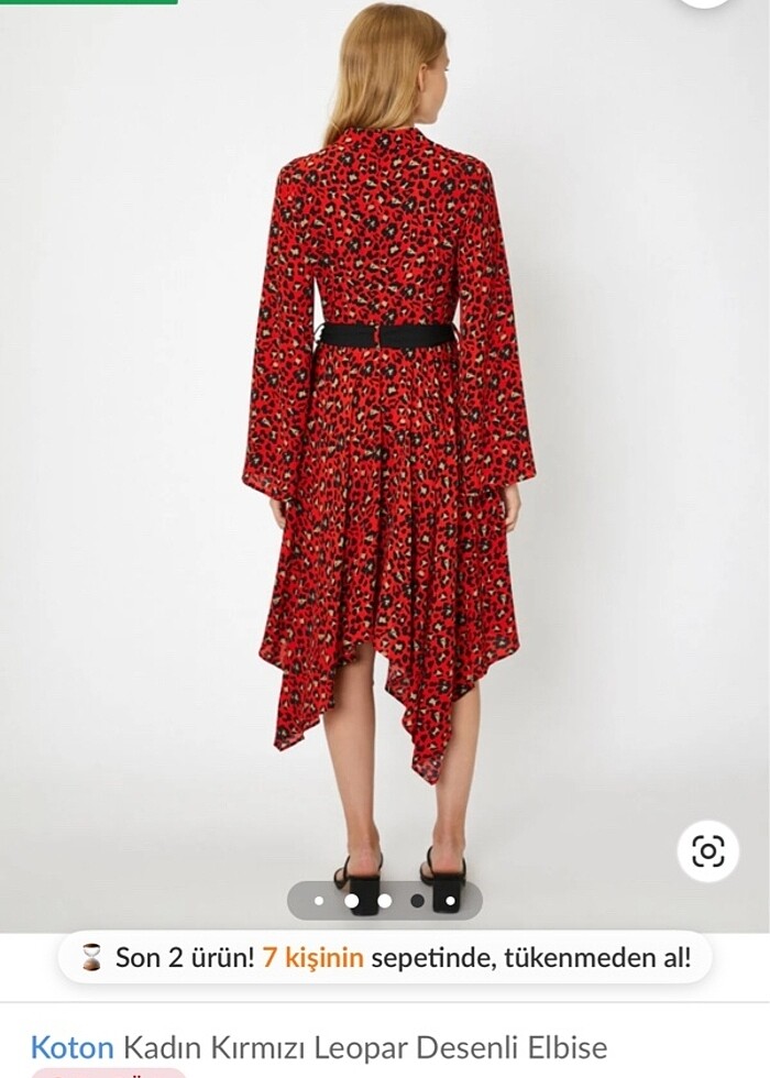 Kırmızı leoparlı asimetrik elbise - Görsel 4