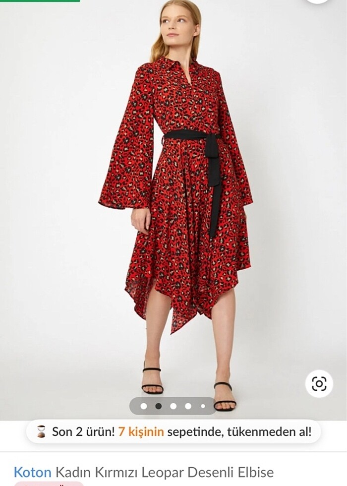 Kırmızı leoparlı asimetrik elbise - Görsel 2