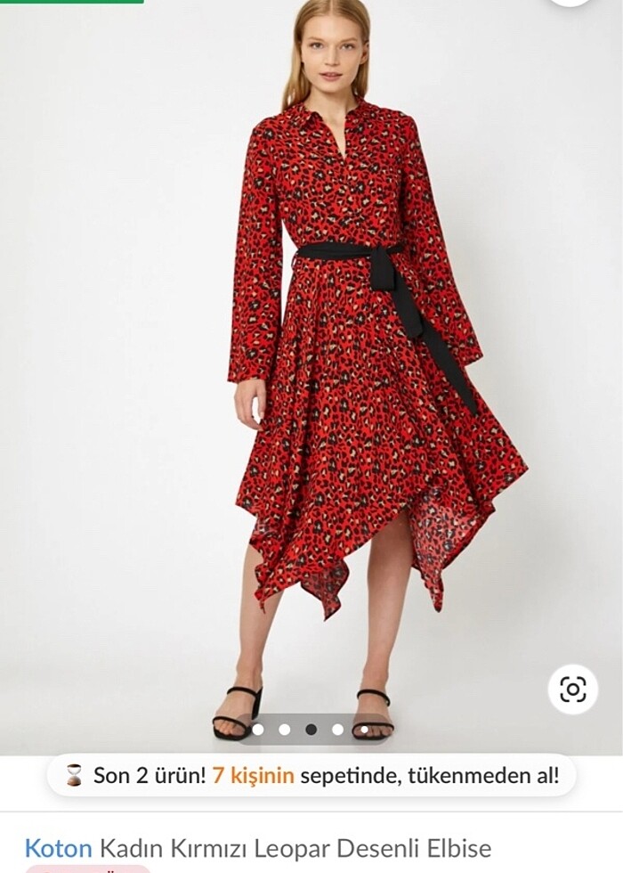 Kırmızı leoparlı asimetrik elbise - Görsel 5