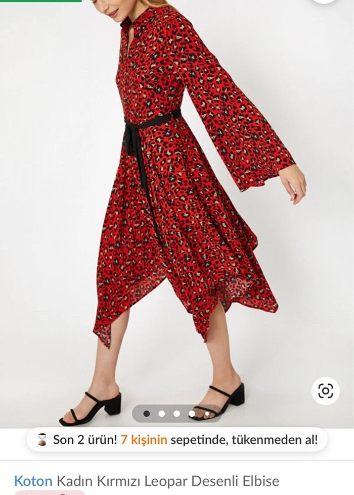 Kırmızı leoparlı asimetrik elbise - Görsel 3