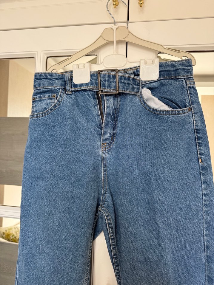 Mavi Bol Kesim Midi Denim Kadın Jean - Görsel 2