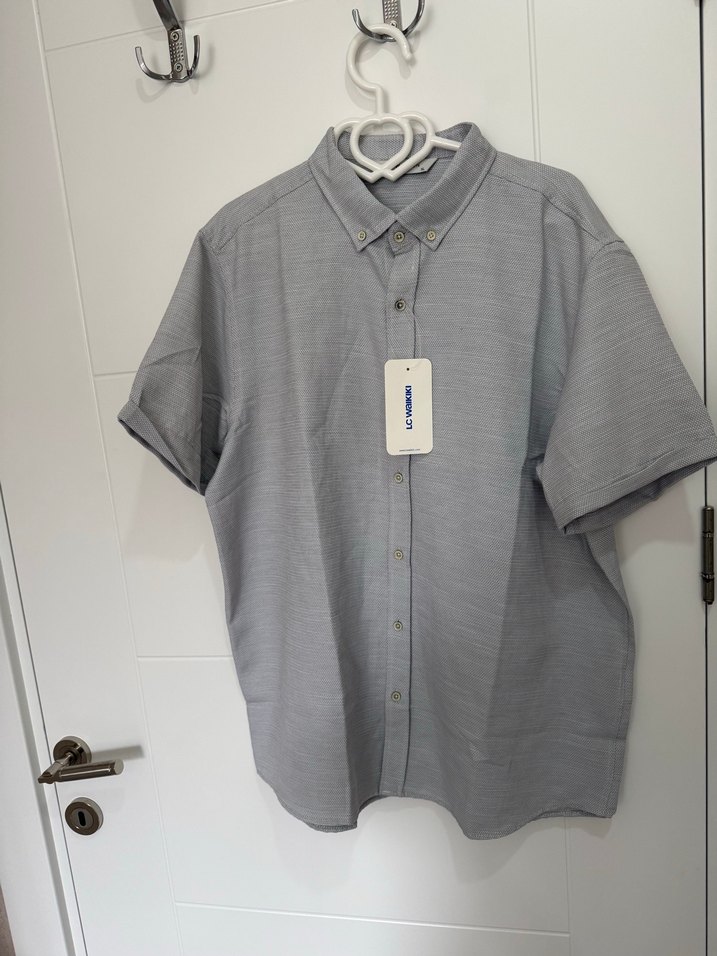 Düğmeli Gri Erkek Gömlek - Görsel 3