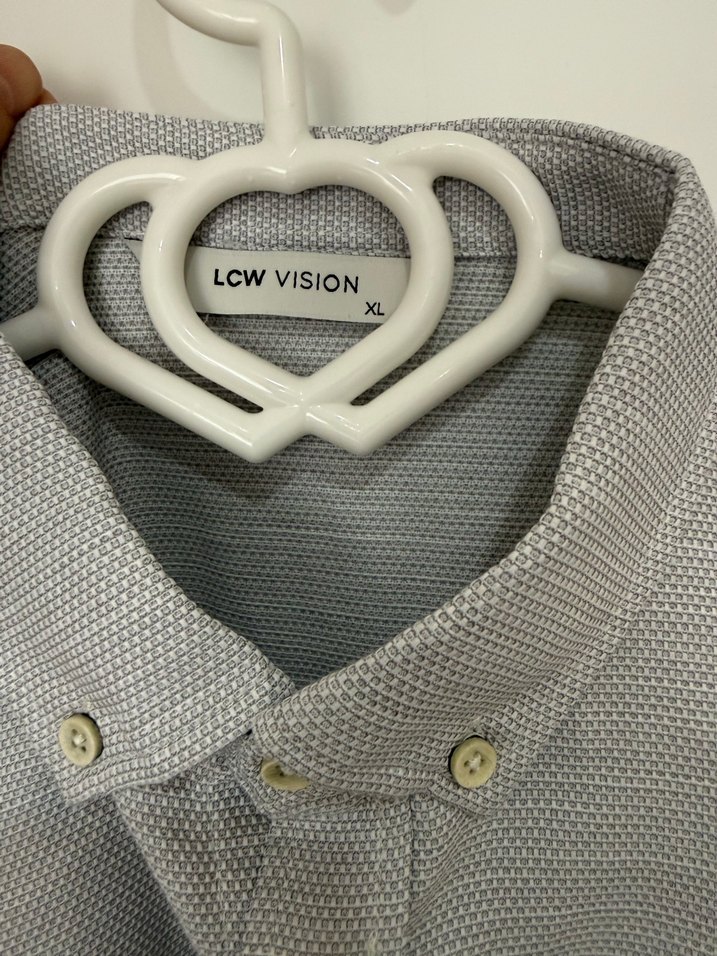 Düğmeli Gri Erkek Gömlek - Görsel 4