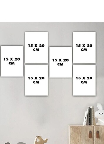 Beden 6 lı Çerçeve Görünümlü Çocuk Odası Mdf Tablo