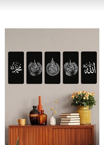 5 Parça Ahşap Dini Tablo Seti 