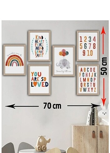 Diğer 6 lı Çerçeve Görünümlü Çocuk Odası Mdf Tablo 