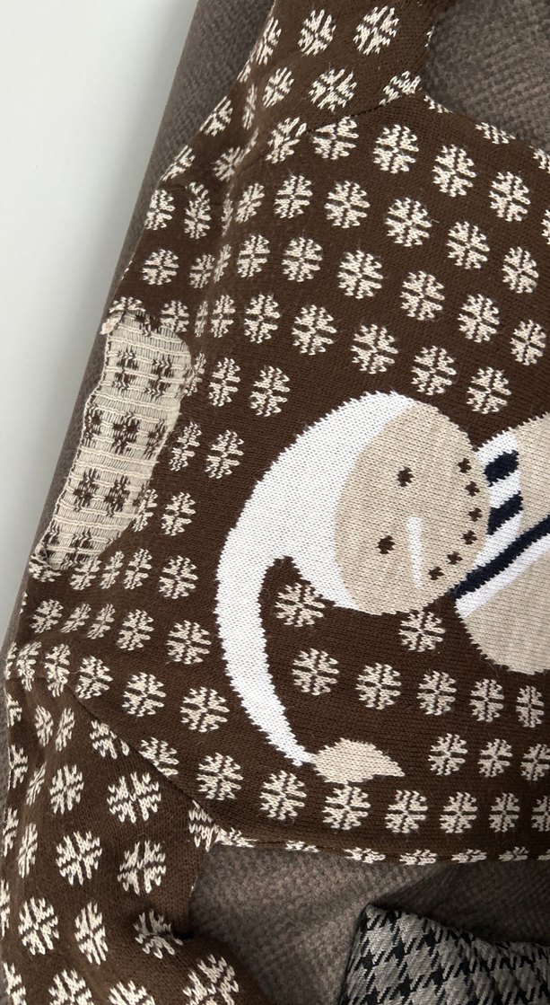 Bohem Tarz Kahverengi Desenli Kadın Kazak - Görsel 2