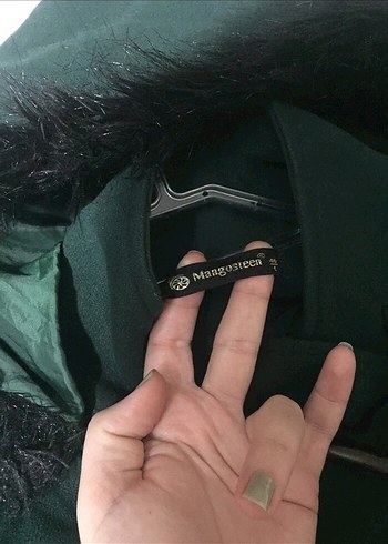 Koyu Yeşil Kürklü Uzun Kadın Ceket - Görsel 4