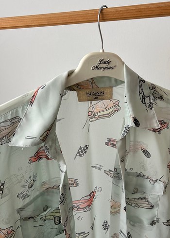 Araba Desenli Düğmeli Kadın Gömlek - Görsel 3