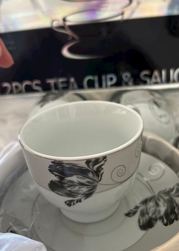 Tohana 12 Parça Beyaz Gri Çay Fincanı Takımı - Görsel 2