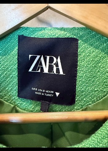 s Beden yeşil Renk Zara Yeşil Düğmeli Midi Kadın Kaban