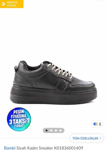 Bambi Siyah Kadın Sneaker K01836001409