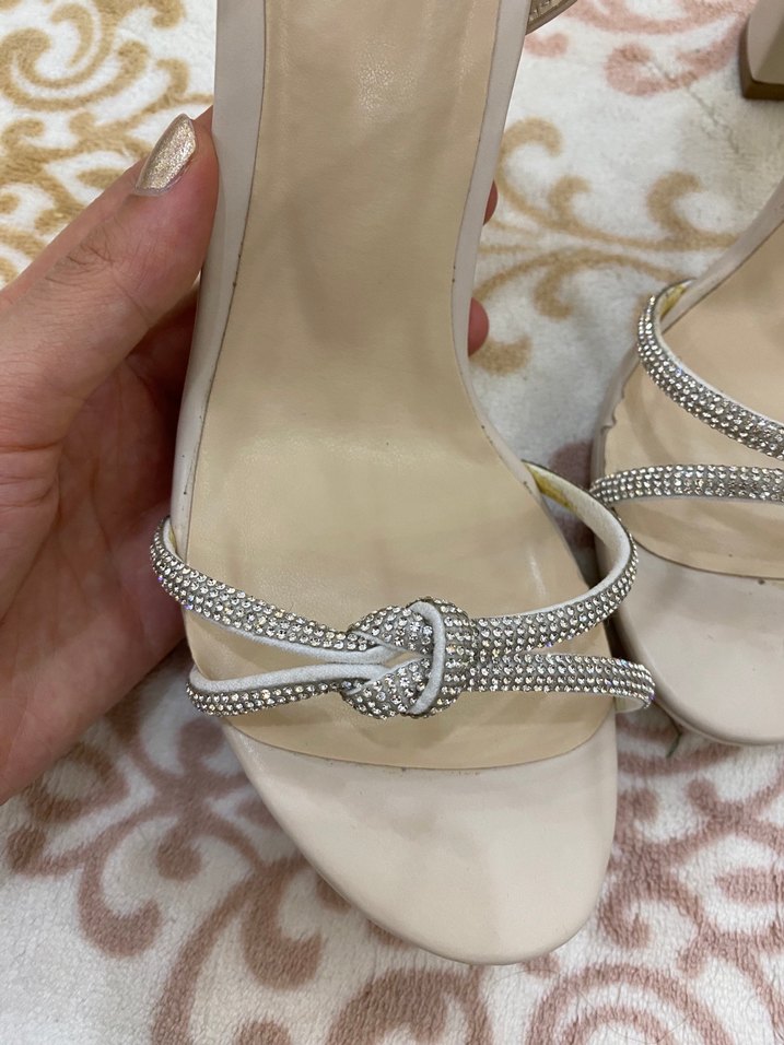 Beyaz Yüksek Topuklu Kemerli Abiye Ayakkabı - Görsel 4