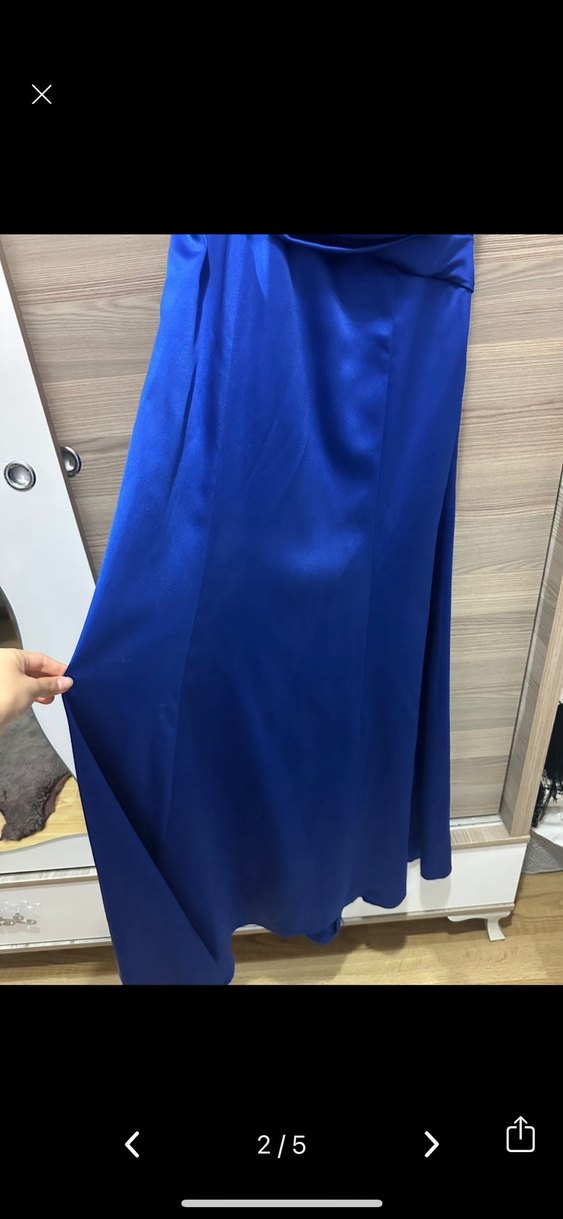 Mavi Drapeli Uzun Abiye Elbise - Görsel 2