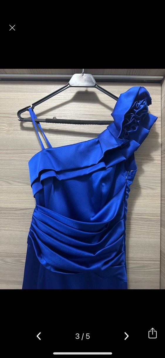 Mavi Drapeli Uzun Abiye Elbise - Görsel 3