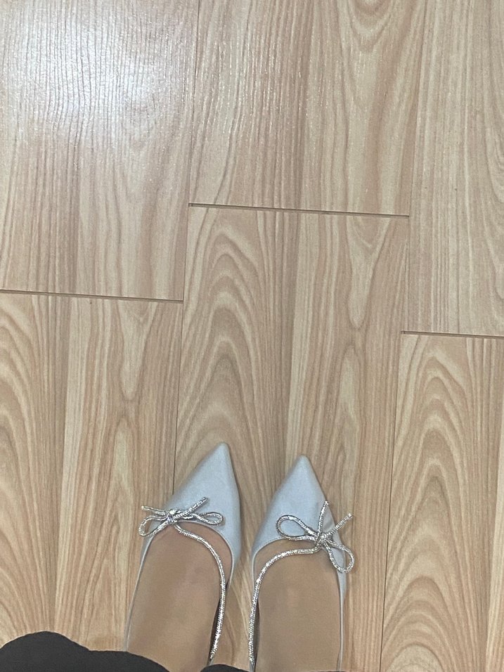 Gri Beyaz Pileli Stiletto Kadın Topuklu Ayakkabı - Görsel 5