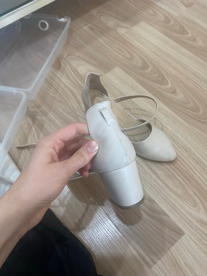 Bej Topuklu Minimalist Kadın Abiye Ayakkabı - Görsel 4