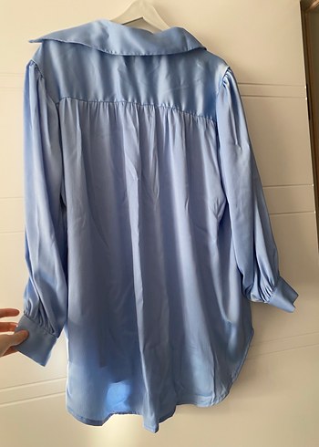 Mavi Midi Uzun Kollu Kadın Gömlek - Görsel 5