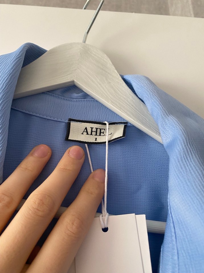 Mavi Midi Uzun Kollu Kadın Gömlek - Görsel 4