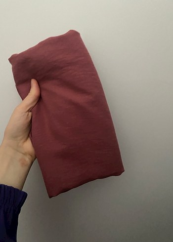 Bordo Keten Kadın Sarma Şal - Görsel 4