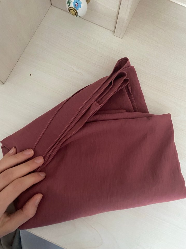 Bordo Keten Kadın Sarma Şal - Görsel 3