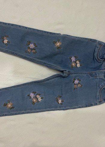 Nakışlı Mavi Kız Kot Pantolon