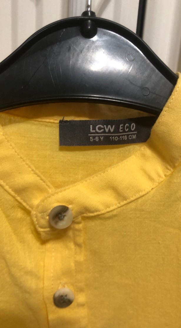 Sarı Kısa Kollu Düğmeli Keten Erkek Gömlek - Görsel 3