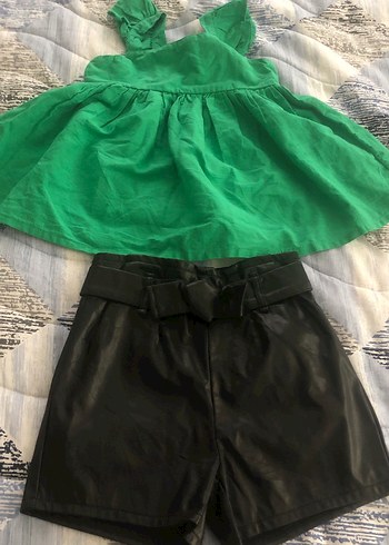 Kemerli Yeşil Askılı Bebek Kız Takımı - Görsel 2