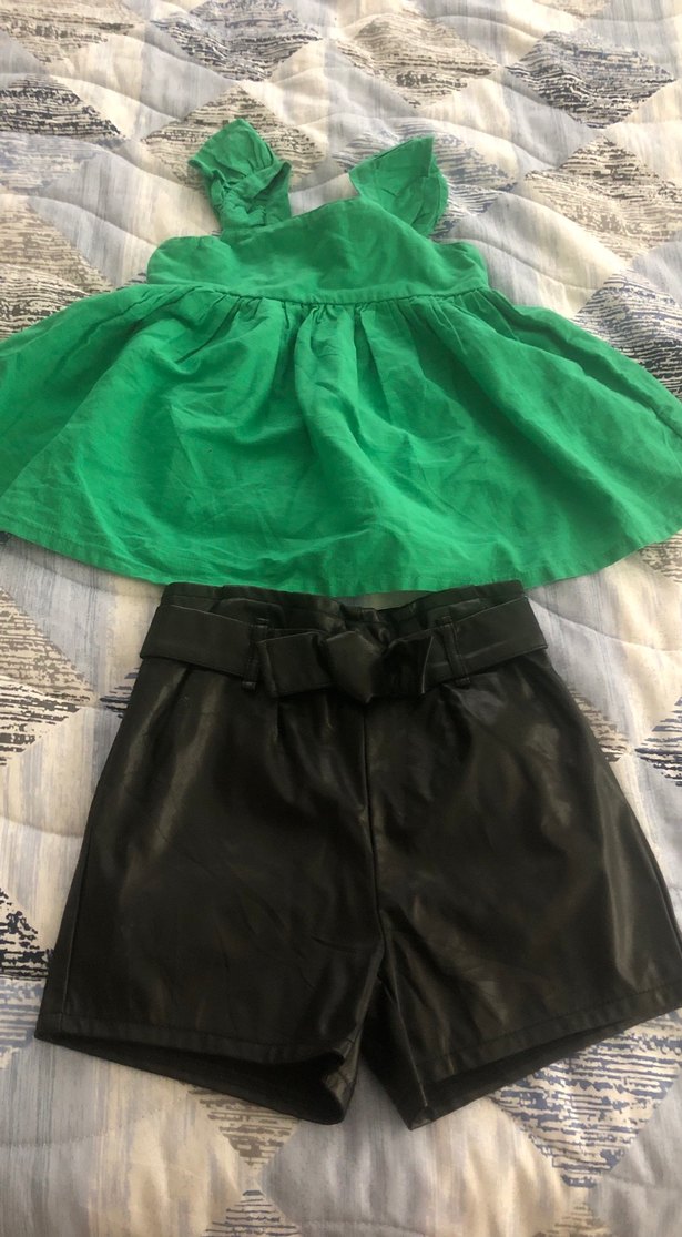 Kemerli Yeşil Askılı Bebek Kız Takımı - Görsel 2