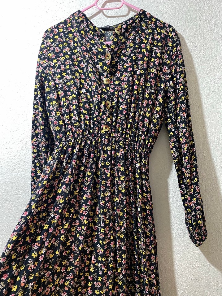 Çiçek Desenli tesettür Elbise - Görsel 2