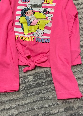 Kız Çocuk Pembe Baskılı uzun Kollu Tişört - Görsel 3