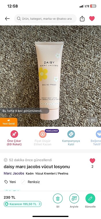 daisy marc jacobs vücut losyonu