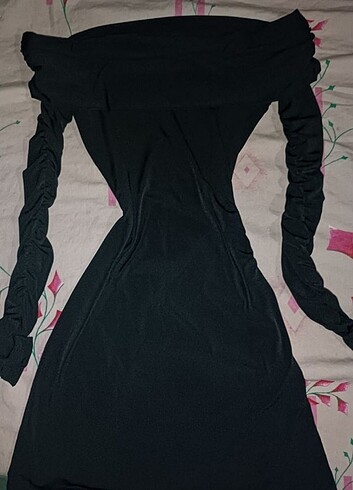 Diğer Büzgülü Mini Siyah Elbise