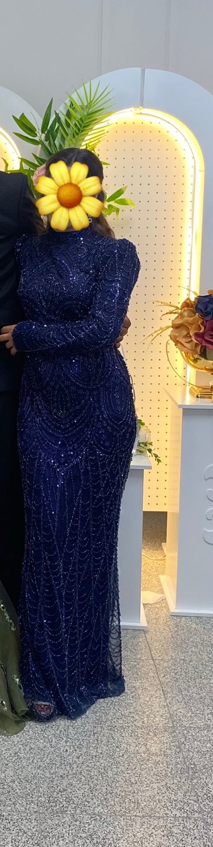 Boncuk İşlemeli Uzun Mor Abiye Elbise - Görsel 3