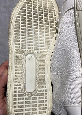 42 Beden Beyaz Pileli Spor Ayakkabı Triko Erkek