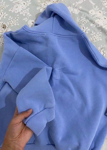 Diğer Mavi Kapüşonlu Kadın Sweatshirt