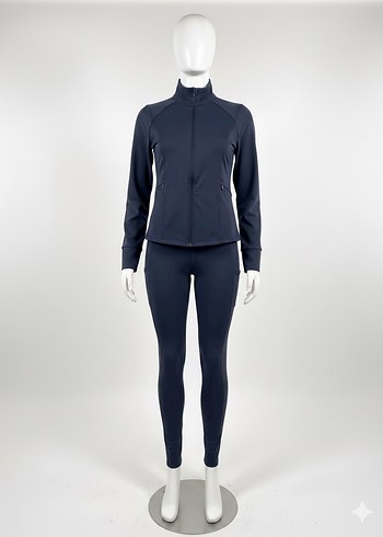 Yüksek yaka kenarları fermuarlı spor ceket takım - Görsel 2