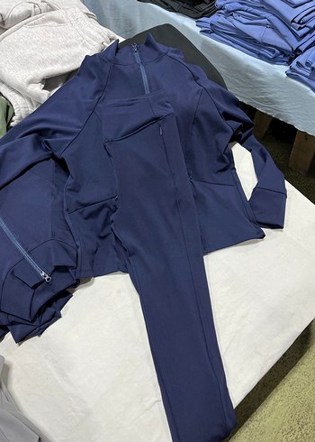 Yüksek yaka kenarları fermuarlı spor ceket takım - Görsel 6