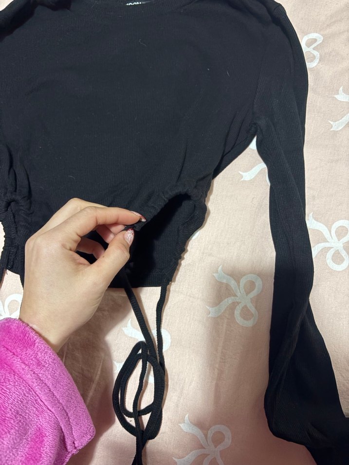 Kadın Siyah Uzun Kollu İnce Bluz - Görsel 2