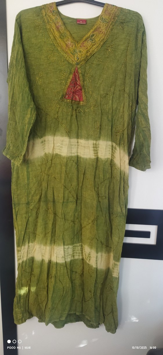 Bohem Tarzı Desenli Uzun Kahverengi Kadın Elbise - Görsel 2