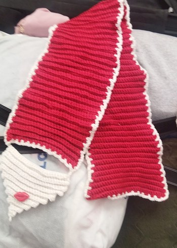 Kız Bebek Örgü Kırmızı Nakışlı Uzun Kollu Takım - Görsel 5