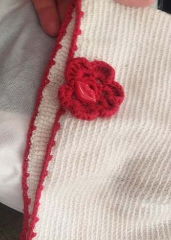 Kız Bebek Örgü Kırmızı Nakışlı Uzun Kollu Takım - Görsel 6