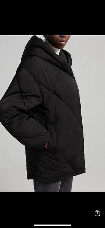 s Beden siyah Renk Bershka oversize şişme mont